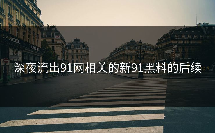 深夜流出91网相关的新91黑料的后续