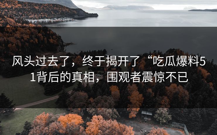 风头过去了，终于揭开了“吃瓜爆料51背后的真相，围观者震惊不已