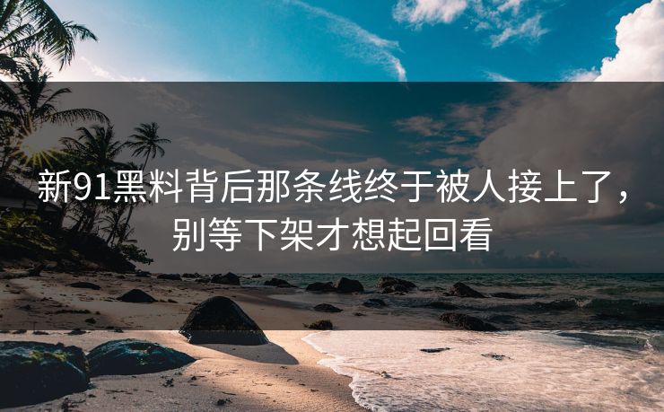 新91黑料背后那条线终于被人接上了，别等下架才想起回看