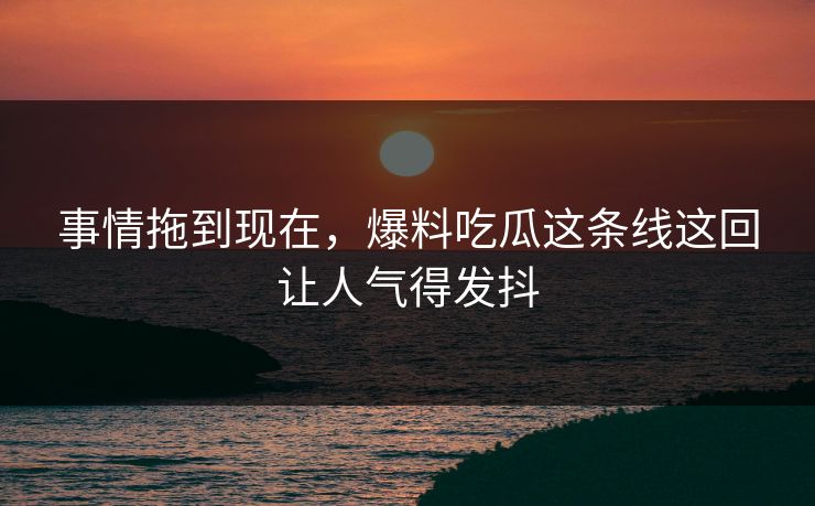 事情拖到现在，爆料吃瓜这条线这回让人气得发抖