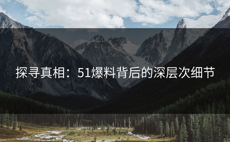 探寻真相：51爆料背后的深层次细节