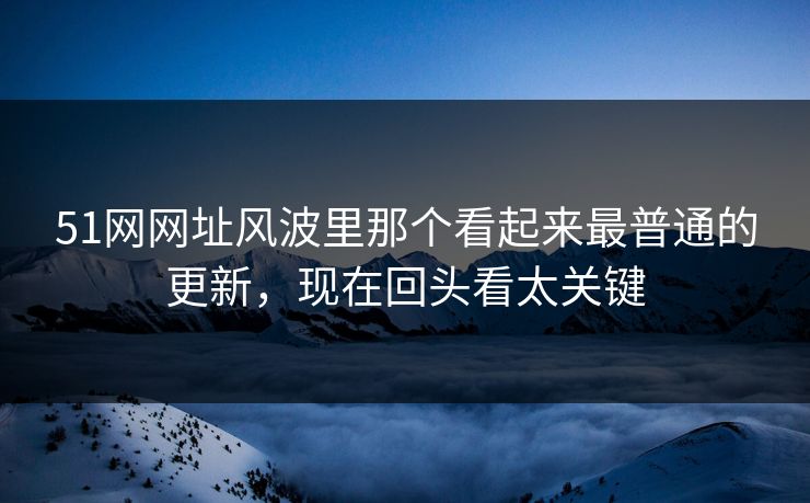 51网网址风波里那个看起来最普通的更新，现在回头看太关键