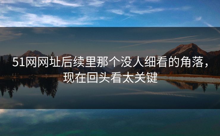 51网网址后续里那个没人细看的角落，现在回头看太关键