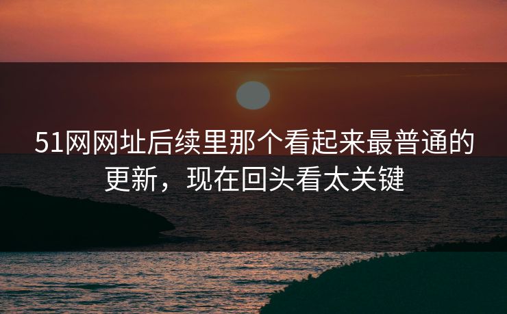 51网网址后续里那个看起来最普通的更新，现在回头看太关键
