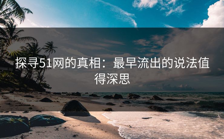 探寻51网的真相：最早流出的说法值得深思