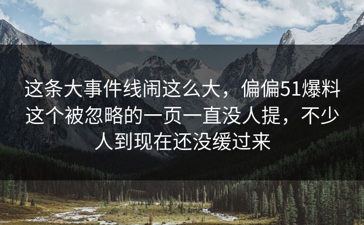 这条大事件线闹这么大，偏偏51爆料这个被忽略的一页一直没人提，不少人到现在还没缓过来